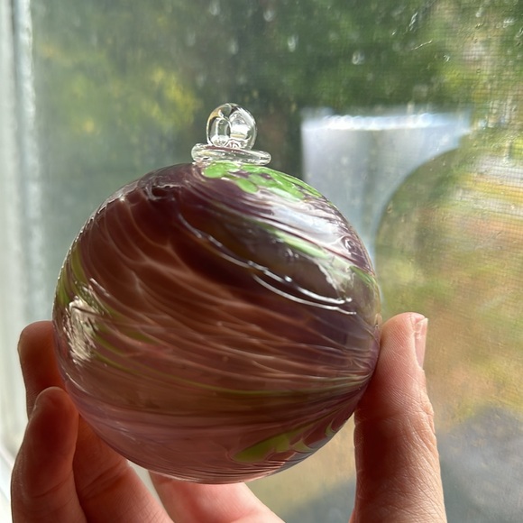 Hand Blown Glass Ball Purple Pink Green Orb Suncatcher Ornament - Picture 5 of 8
